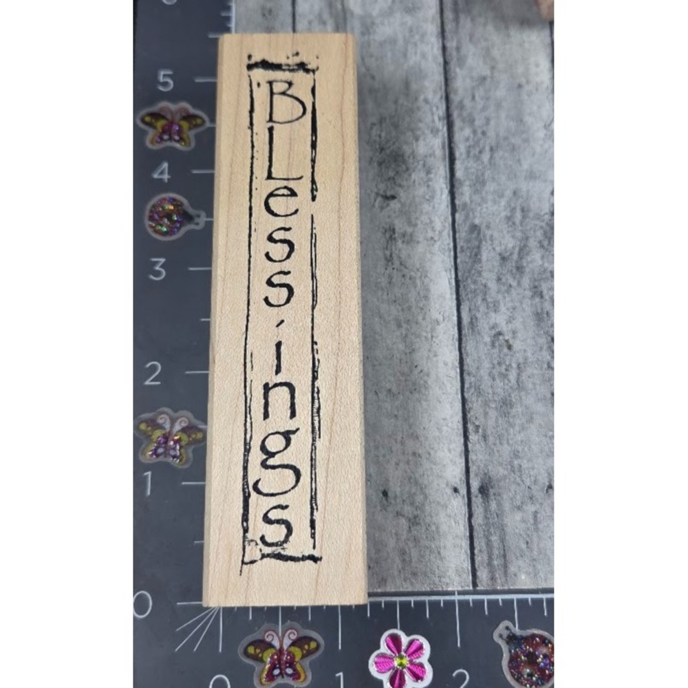 Art Impressions Blessings Vertical Print Framed I-2108 Rubber Stamp #H59